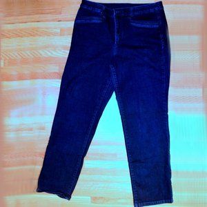 Signature Slimming By Christopher & Banks Dark Wash Straight Leg Mid-Rise Jeans